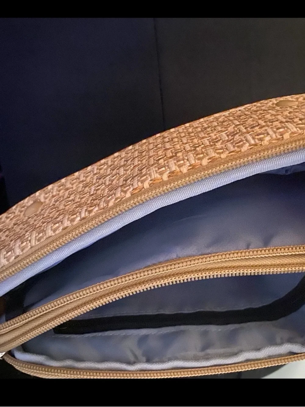 Beige Woven Crossbody Bag Neutral Travel Organizer